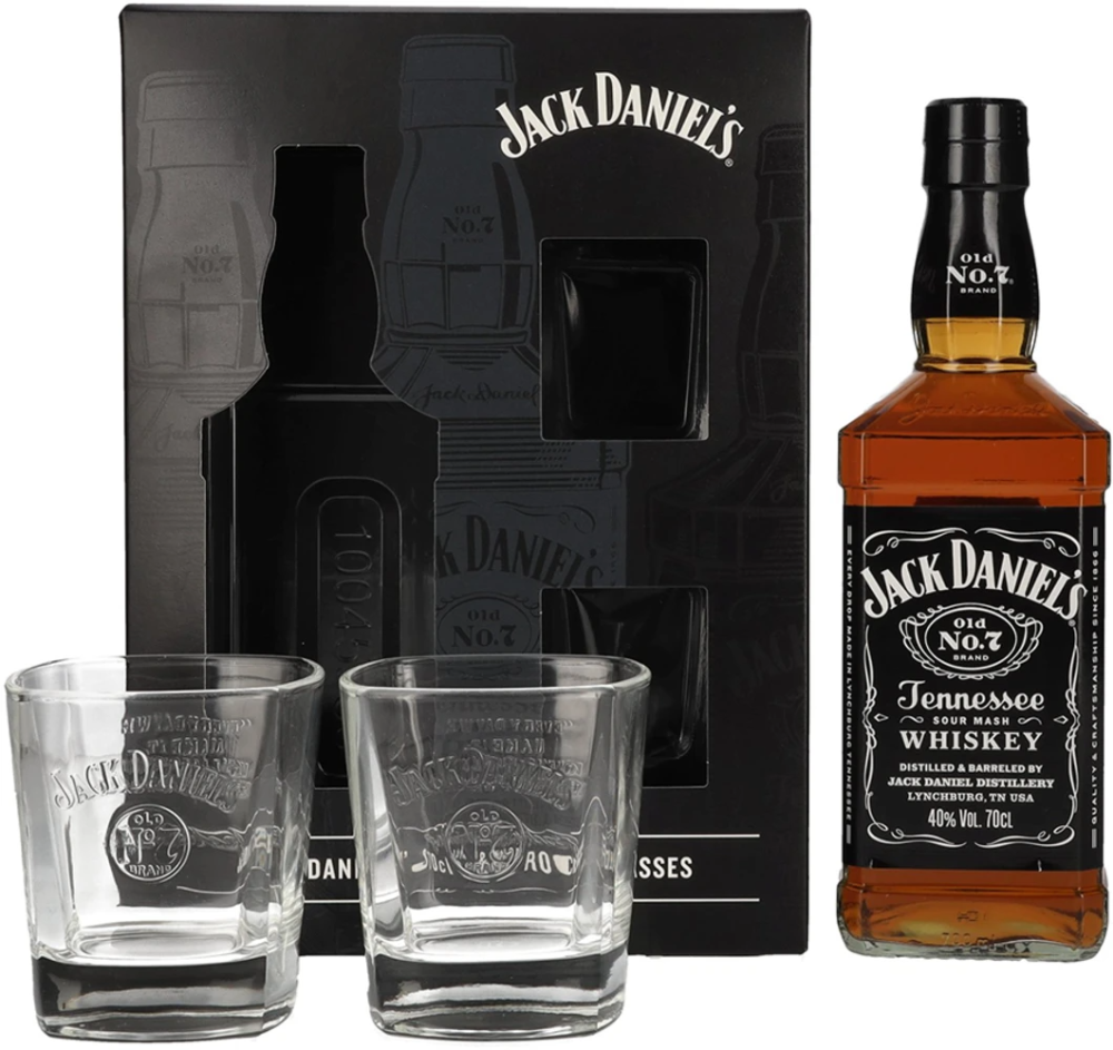 Ameriški whiskey Jack Daniels + 2 kozarca 0,7 l Drinx.si