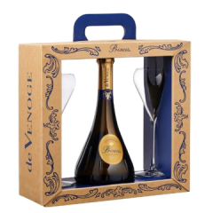 Champagne Princes Blanc de blanc GB + 2 kozarca De Venoge