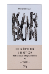 Čokolada Karbun bela z brinovimi jagodami Aura 50 g