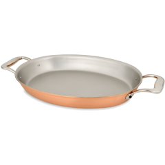 FALK Ovalna bakrena ponev za gratiniranje 30*20 cm z INOX ročajema, Signature BGE