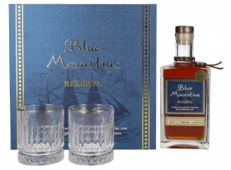 Rum Blue Mauritius Reserva + 2 kozarca + GB 0,7 l