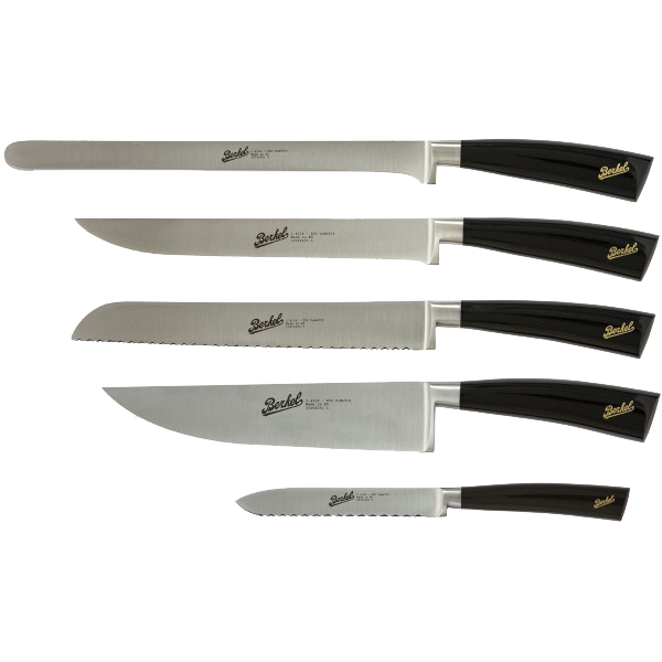 Berkel SET 5 kuhinjskih CHEF nožev Elegance Črni v darilni embalaži BGE