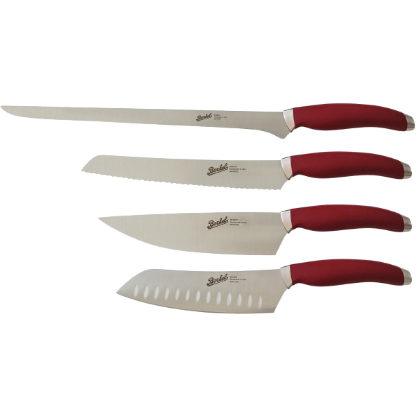 Set Chef 5 pezzi Elegance acciaio con manico rosso Berkel