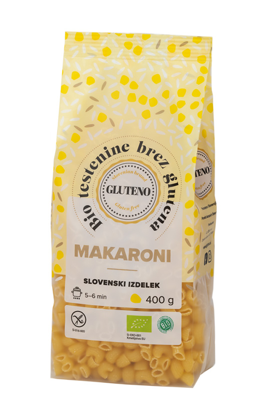 Bio testenine brez glutena Makaroni 8 x 400g