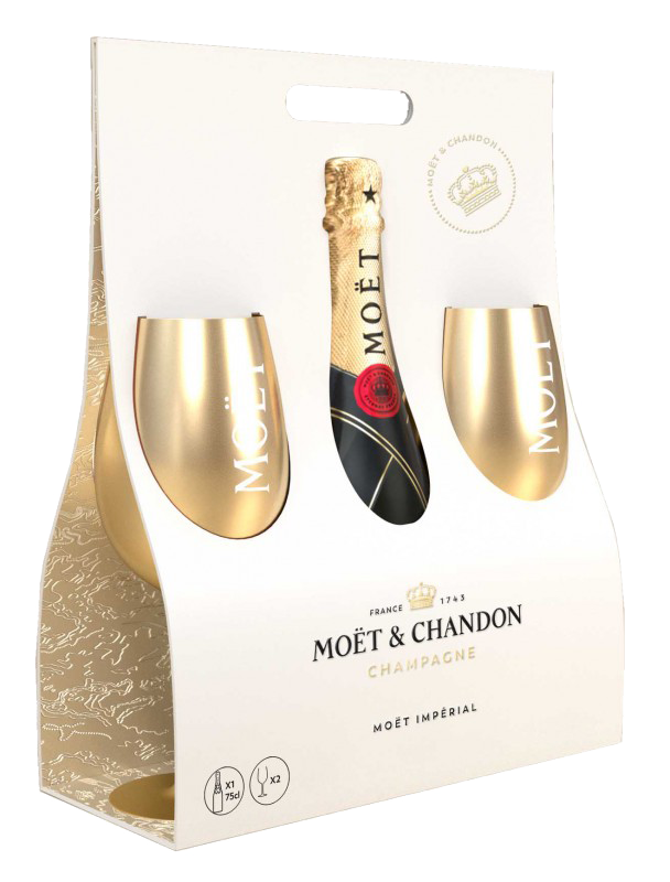 Champagne Brut Imperial Moët & Chandon + 2 Kozarca Gold 0,75 l