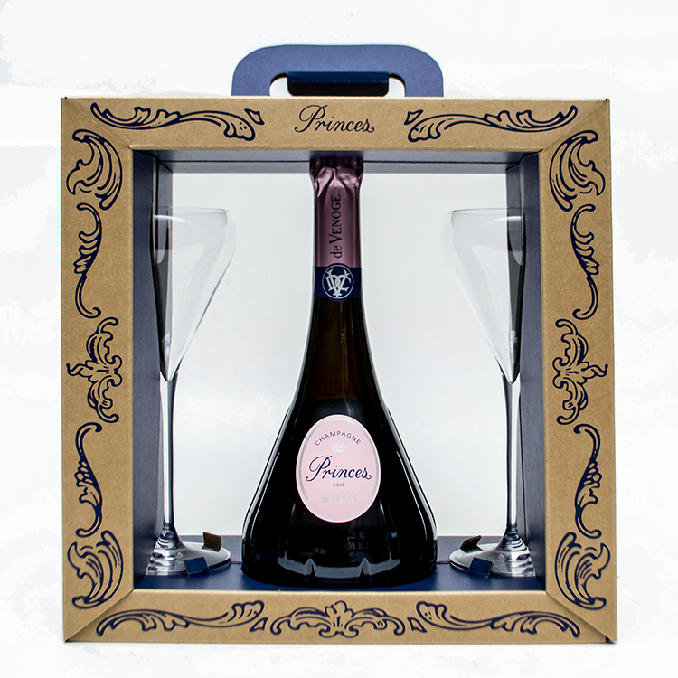 Champagne Princes Rose GB + 2 kozarca De Venoge