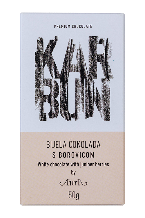 Čokolada Karbun bela z borovnico Aura 50 g