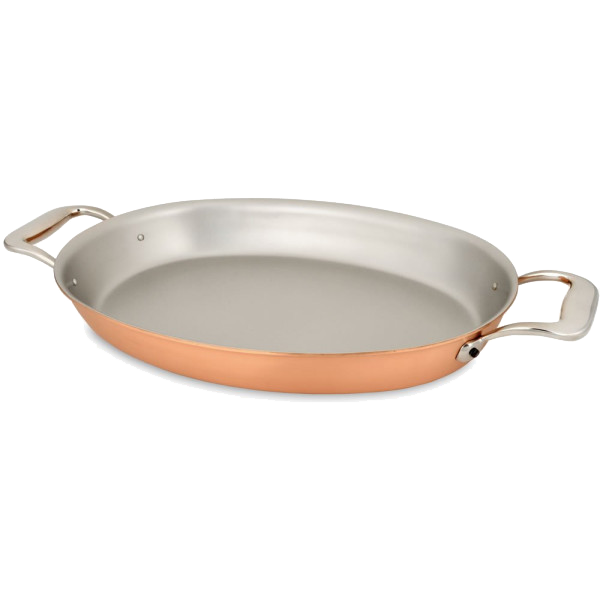 FALK Ovalna bakrena ponev za gratiniranje 30*20 cm z INOX ročajema, Signature BGE