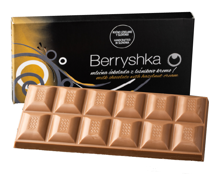 Mlečna čokolada z lešnikovim polnilom Berryshka 120 g