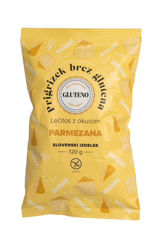 Prigrizek brez glutena Lečitos z okusom Parmezan 10 x 90g