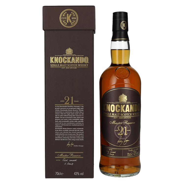 Škotski whisky 21 yo Master Reserve Knockando + GB 0,7 l