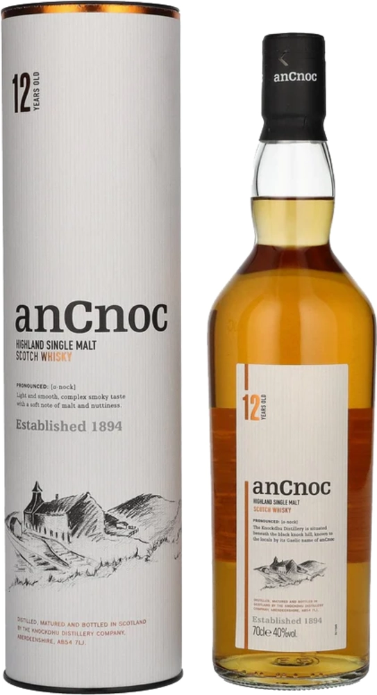 Škotski Whisky AnCnoc 12 Years Old Highland Single Malt + GB 0,7 l