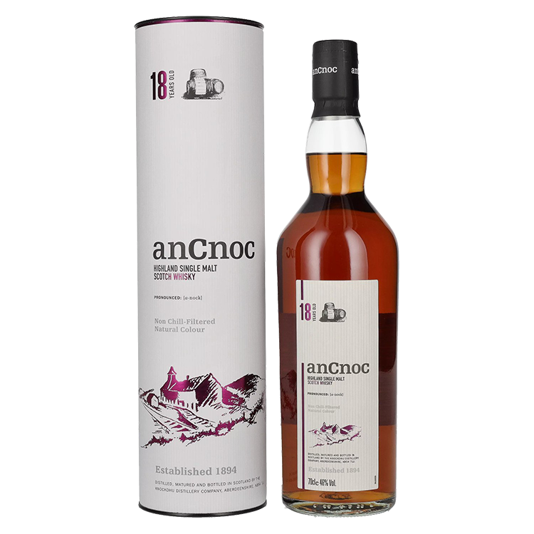 Škotski Whisky AnCnoc 18 Years Old Highland Single Malt + GB 0,7 l