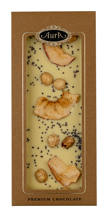 Čokolada Bela Mix (Lešnik, Jabolka, Chia) Aura 120 g