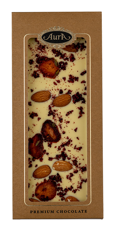 Čokolada Bela Mix ( Mandlji, Jagoda, Malina) Aura 120 g