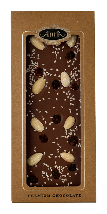 Čokolada Mlečni Mix (Mandlji, Rozine, Seznam) Aura 120 g