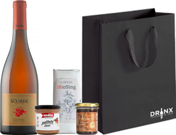 Darilni paket C5 Sivi pinot Orange Ščurek 0,75 l