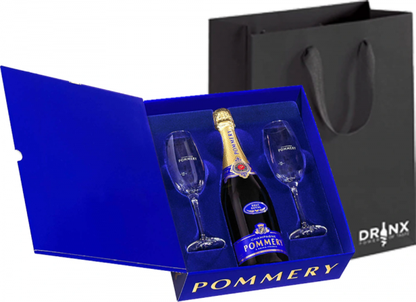 Darilni paket D14 Champagne Royal Brut Pommery GB + 2 kozarca