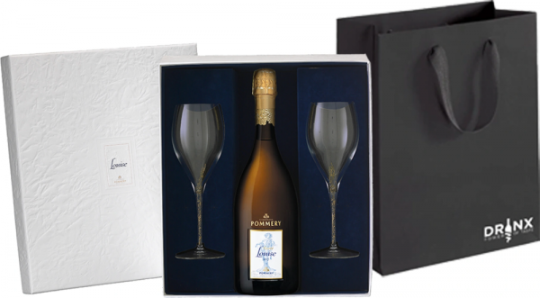 Darilni paket D4 Champagne Cuvee Louise Vintage 2005 + 2 kozarca Pommery