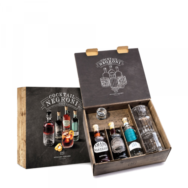 Darilni set NEGRONI s kozarci Amaro - Gin - Vermuth + 2 Negroni kozarca 3x 0,2 l