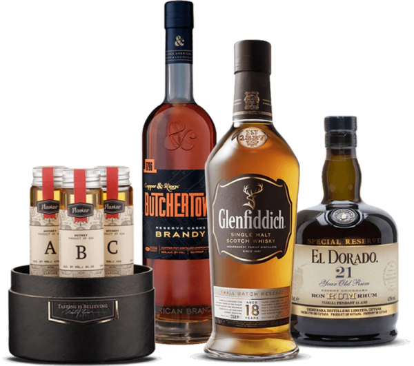 Flaviar Brandy Tasting box Liquid Gold 3 x 0,045 l
