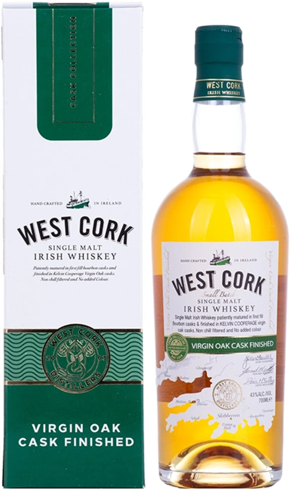 Irski Whisky West Cork Virgin Oak Cask Finish Single malt + GB 0,7 l
