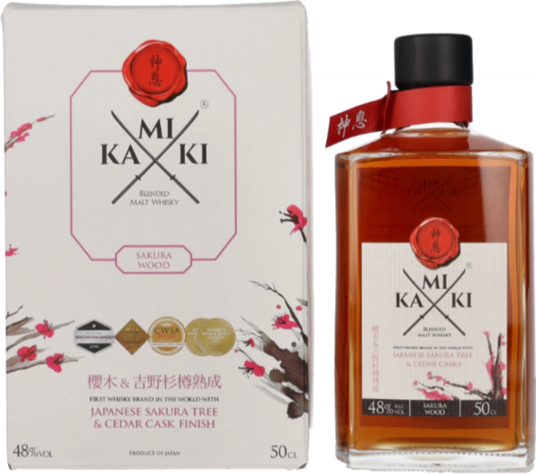 Japonski Whisky KAMIKI Blended Malt Whisky Sakura Cask Finish + GB 0,5 l