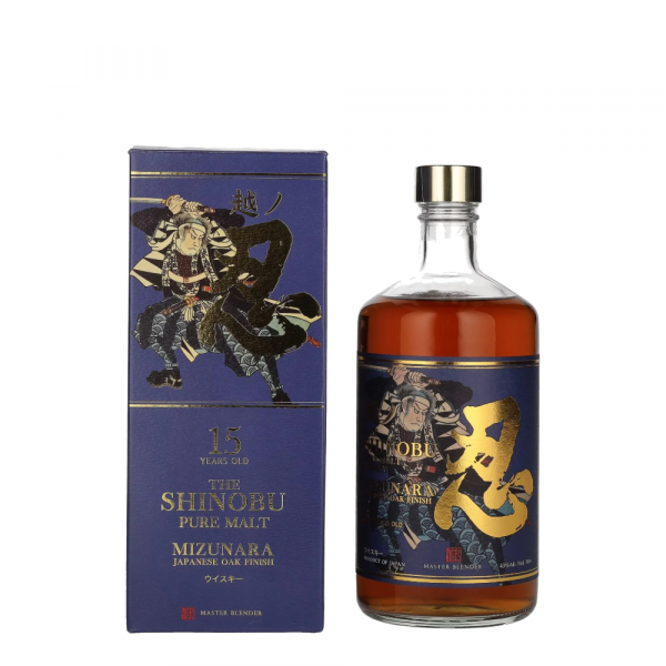 Japonski Whisky The Shinobu Pure Malt 15 Years Old MIZUNARA Japanese Oak Finish + GB 0,7 l