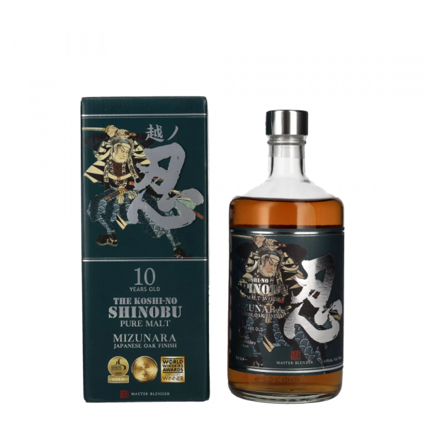 Japonski Whisky The Shinobu Pure Malt 10 Years Old MIZUNARA Japanese Oak Finish + GB 0,7 l