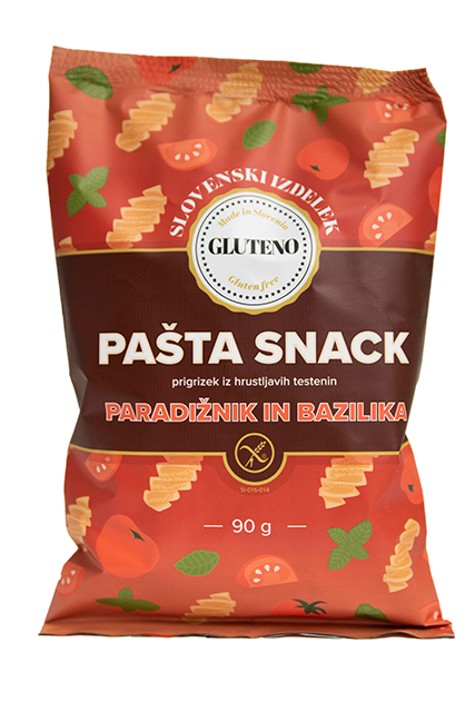 Prigrizek brez glutena PAŠTA SNACK z okusom P&B 90 g