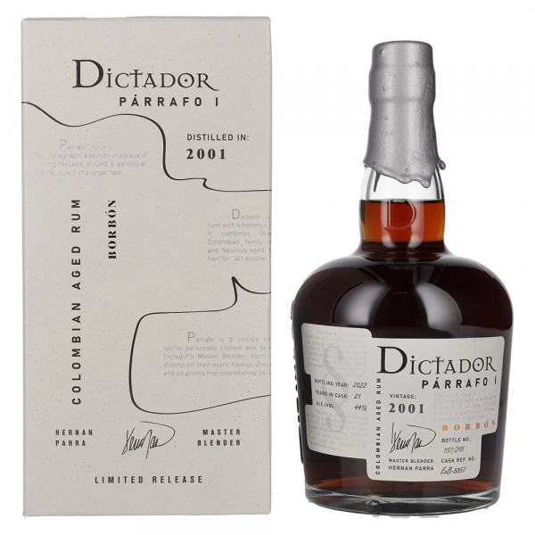 Rum PARRAFO I 21 Years Old BORBON Vintage 2001 Dictador + GB 0,7 l