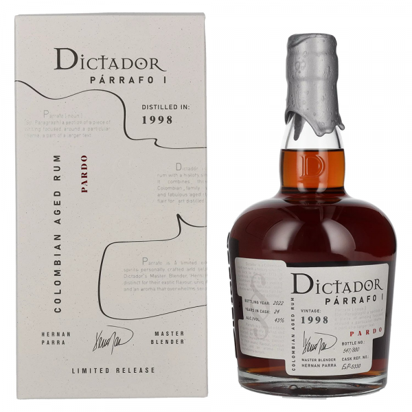 Rum PARRAFO I 24 Years Old PARDO Vintage 1998 Dictador + GB 0,7 l