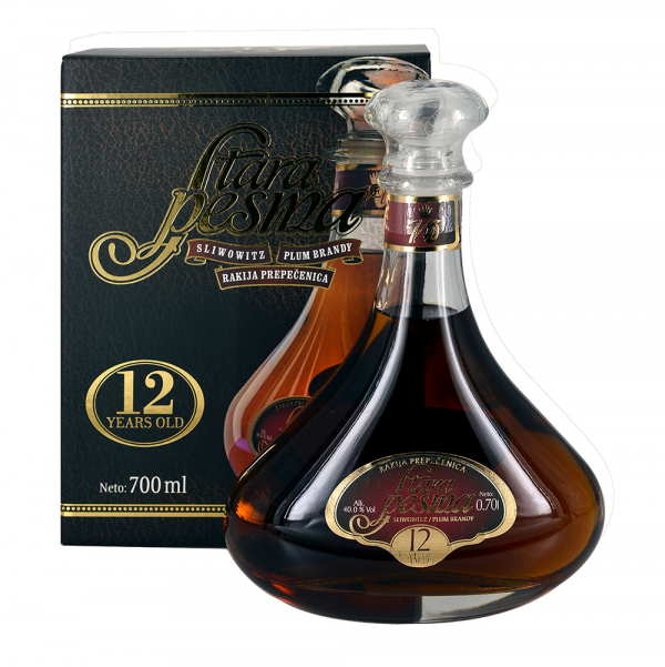 Sadno Žganje Rakija Šljivovica 12 let Stara Pesma + GB 0,7 l