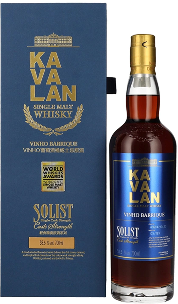 Tajvanski Whisky Kavalan SOLIST Vinho Barrique Cask + GB 0,7 l