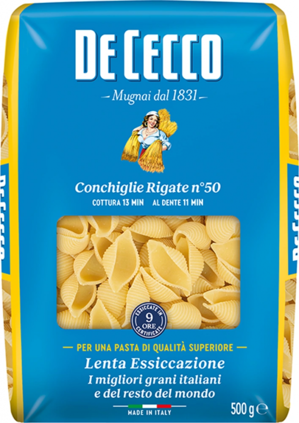 Testenine Conchiglioni Rigati (školjke velike) De Cecoo 500 g