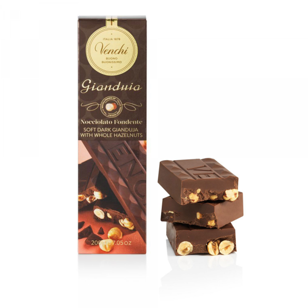 Venchi Temna čokolada Gianduja z lešniki tablica 200 g
